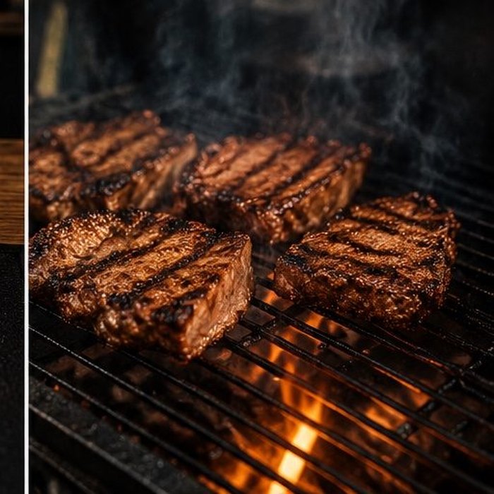 Viande fraîche grillée au feu de bois